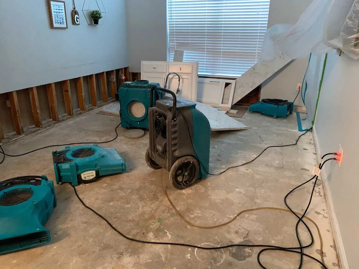 Dehumidifier in flood-cut room for Water Damage Restoration in Saugerties